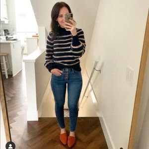 Madewell Stripe Metcalf Mock Neck Sweater